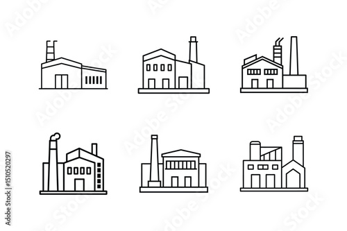 industrial building icon line art vector illustration