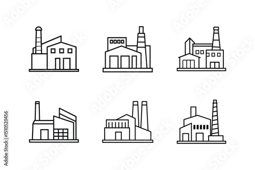 industrial building line art vector illustration