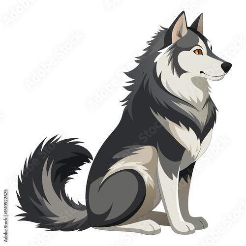 Alaskan Malamute Dog Drawing – Powerful Fluffy Breed Vector