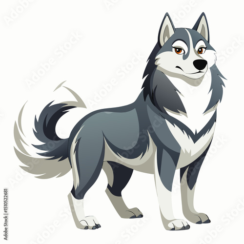 Working Sled Dog Vector – Alaskan Malamute Puppy Art