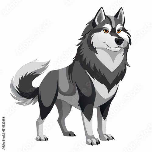 Big Fluffy Dog Vector – Alaskan Malamute Puppy Drawing