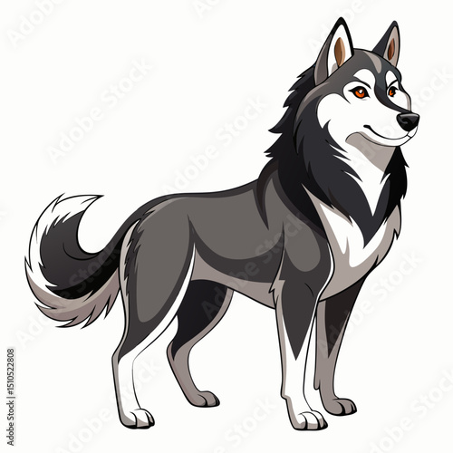 Cute Arctic Dog Vector – Alaskan Malamute Puppy Drawing