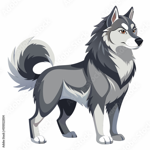 Fluffy Alaskan Malamute Vector – Northern Breed Puppy Art