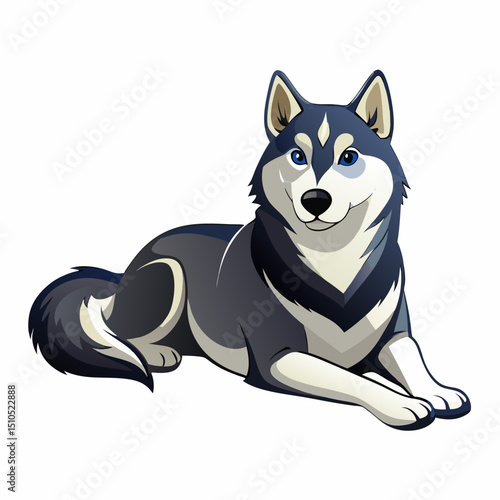 Adorable Malamute Puppy Vector – Large Arctic Dog Drawing