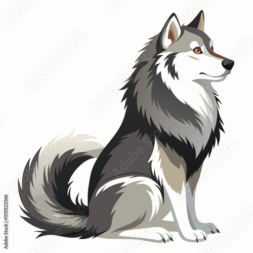 Malamute Dog Vector Art – Fluffy and Friendly Pet Illustration