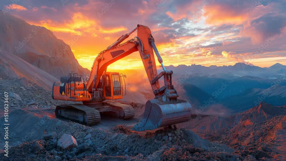 excavator at work in construction site excavator at work in construction site