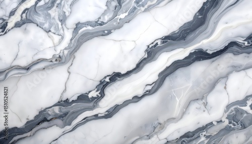 Wallpaper Mural Elegant White Marble Texture with Flowing Grey Veins and Subtle Cracks Torontodigital.ca