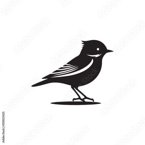 **"Vibrant Eastern Bluebird Vector Silhouette: Cheerful Songbird Design Featuring Rounded Body, Upright Posture, and Distinctive Color Pattern in Clean, Minimalist Style for Crafts and Digital Art"**
