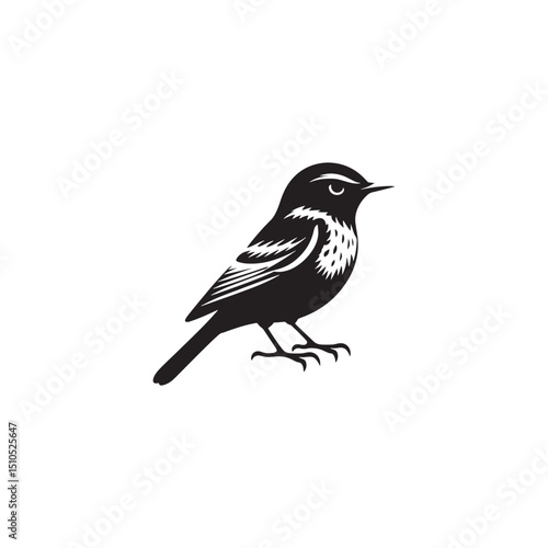 **"Vibrant Eastern Bluebird Vector Silhouette: Cheerful Songbird Design Featuring Rounded Body, Upright Posture, and Distinctive Color Pattern in Clean, Minimalist Style for Crafts and Digital Art"**
