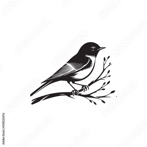 **"Vibrant Eastern Bluebird Vector Silhouette: Cheerful Songbird Design Featuring Rounded Body, Upright Posture, and Distinctive Color Pattern in Clean, Minimalist Style for Crafts and Digital Art"**
