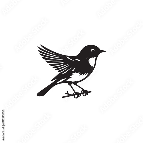 **"Vibrant Eastern Bluebird Vector Silhouette: Cheerful Songbird Design Featuring Rounded Body, Upright Posture, and Distinctive Color Pattern in Clean, Minimalist Style for Crafts and Digital Art"**
