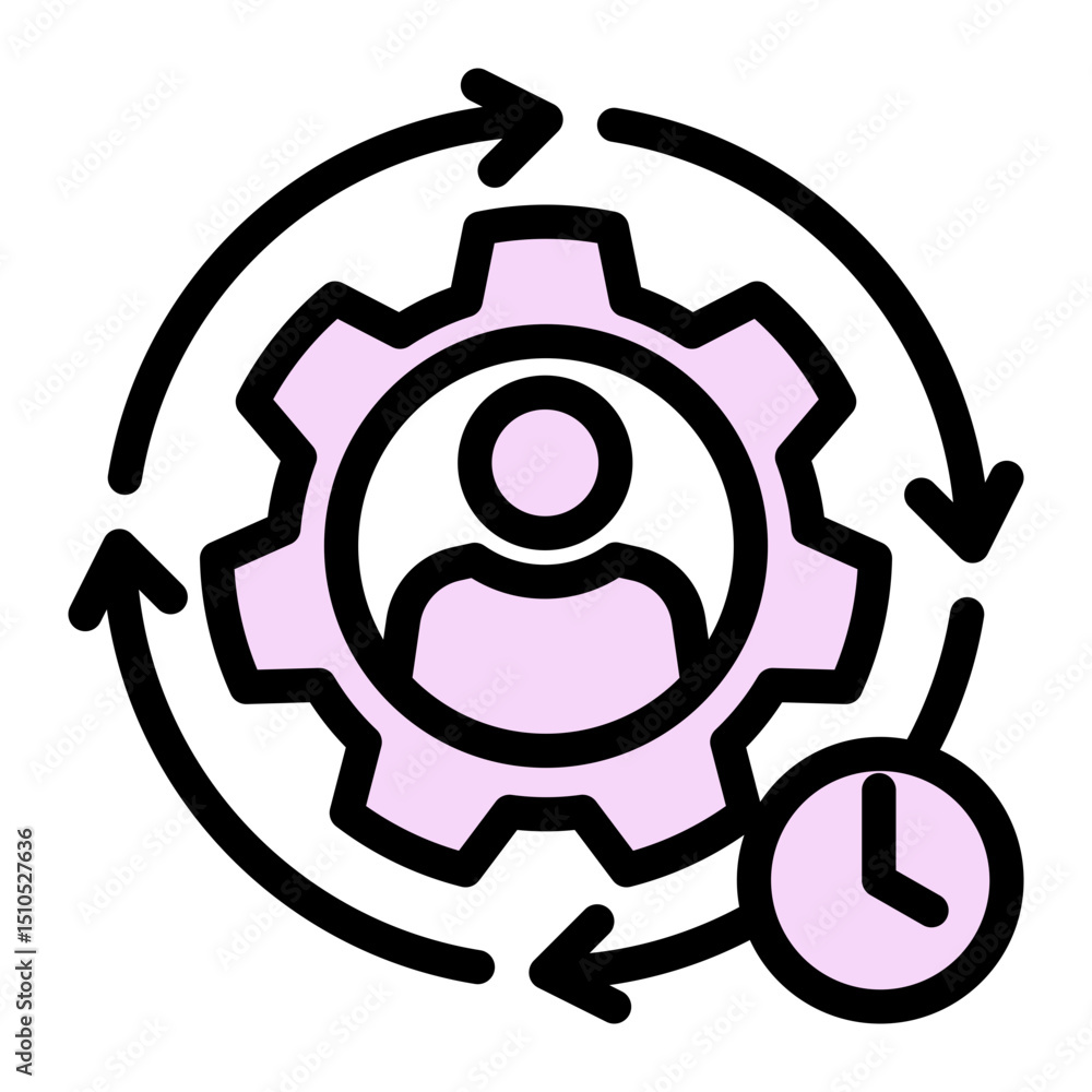 Fototapeta premium Workforce Utilization Icon - Glyph Color Lineal Style for Efficiency Metrics. (Glyph Color Lineal Style)