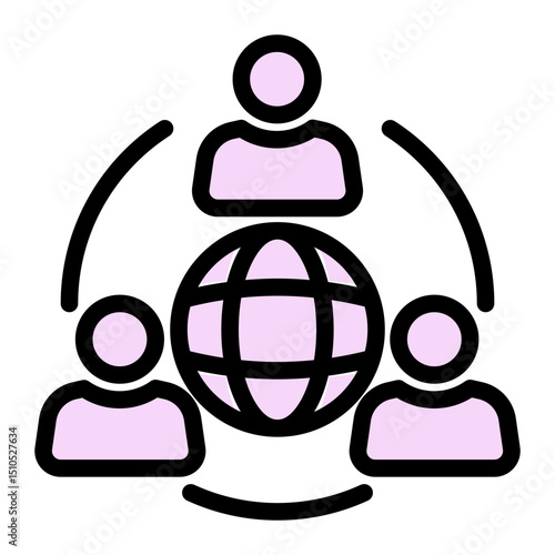 Outsourcing Strategy Icon - Glyph Color Lineal Style for Global Workforce. (Glyph Color Lineal Style)