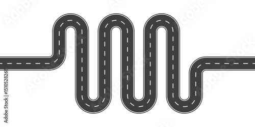 zigzag road template. curved highway road map