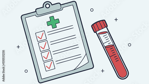 Medical checklist clipboard blood test tube healthcare
