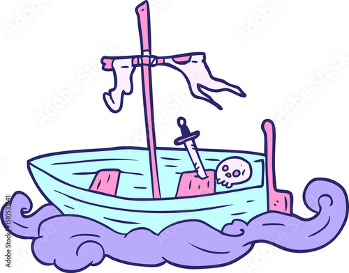 Fényképezés cartoon old shipwrecked boat