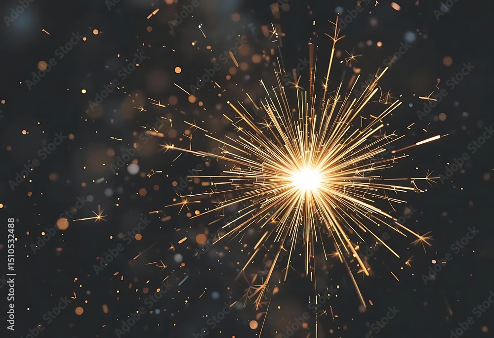 Obraz premium Sparkler with Light Streaks and Bokeh on Dark Background