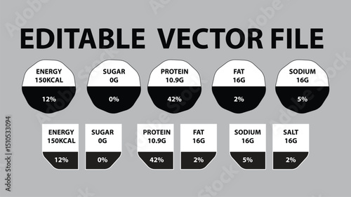 Nutrition Facts information label for cereal box package. Vector daily value ingredient information. Label of calories, fat Energy Vectors.