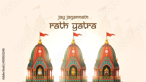 Vector illustration of Happy Rath Yatra social media story feed set mockup template written Hindi Translation-happy lord jagannath chariot day. Indian festival Ratha Yatra of Lord Jagannath.