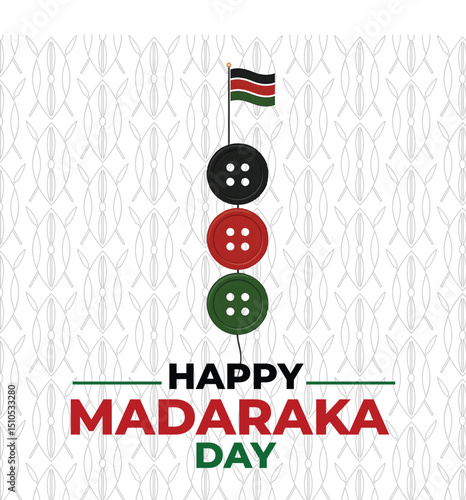 Kenyan national colors represented with thread and buttons poster