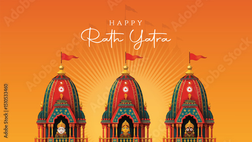 Vector illustration of Happy Rath Yatra social media story feed set mockup template written Hindi Translation-happy lord jagannath chariot day. Indian festival Ratha Yatra of Lord Jagannath.