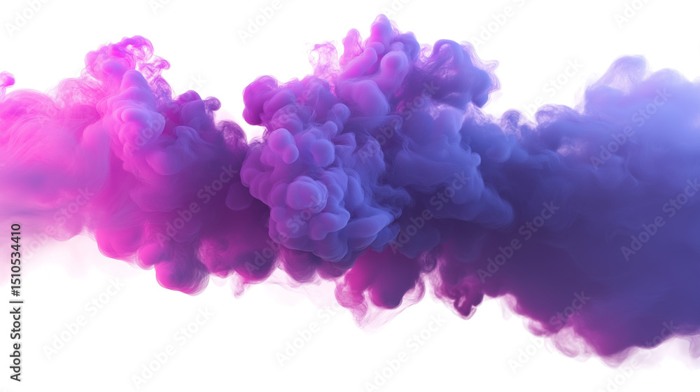 Fototapeta premium swirl of colorful smoke with shades of purple and pink isolated on white background