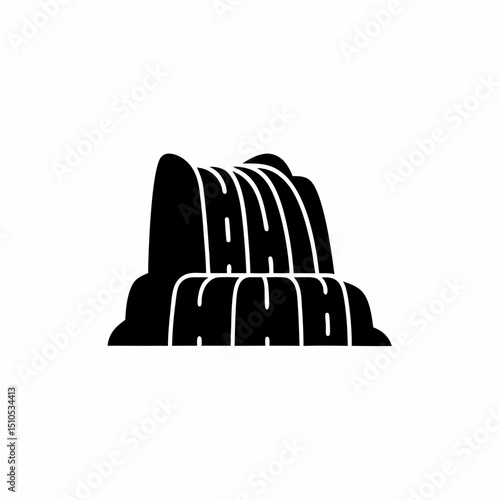 creative and simple minimal details Outline silhouette cascading waterfall Icon vector illustration