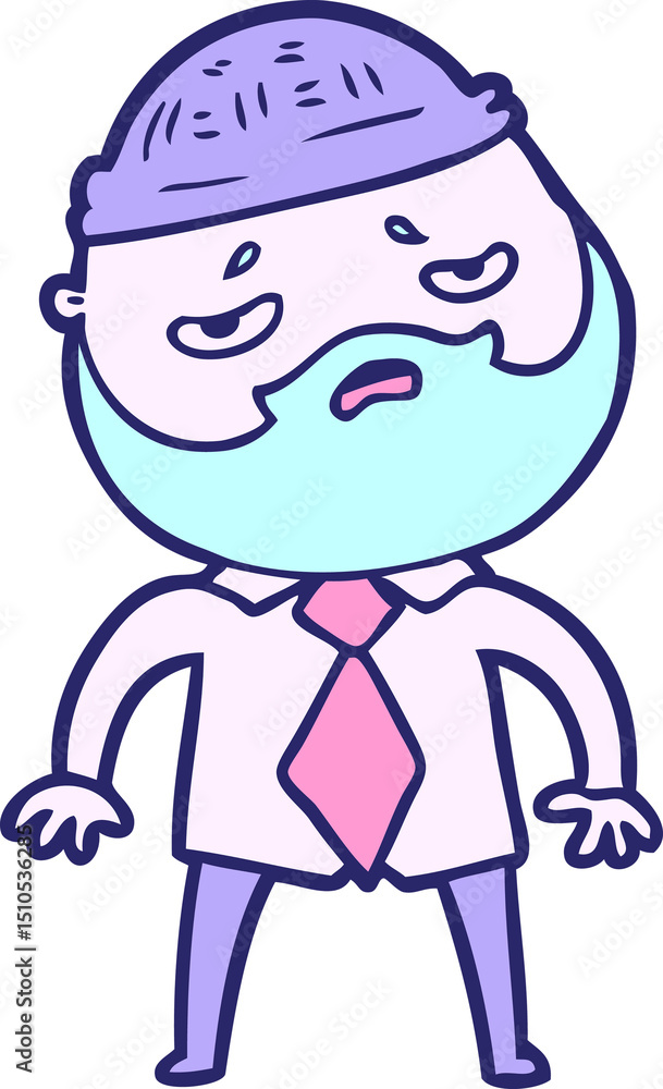 cartoon worried man with beard cartoon worried man with beard