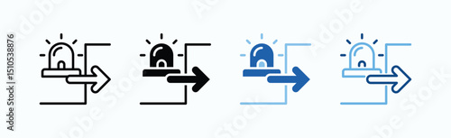Emergency Exit Icon Sheet Multiple Style Collection Isolated Vector