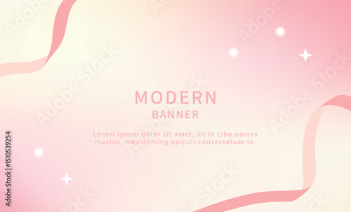 Pink and yellow shiny gradient background with ribbons.