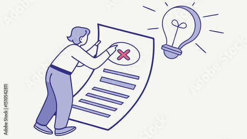 Person reviewing document marking errors needing revision
