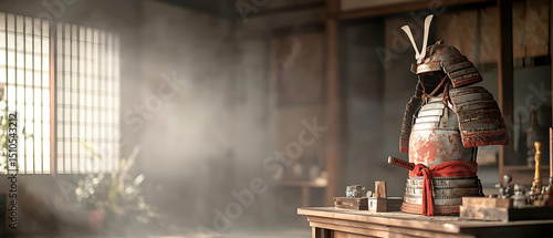 Antique Samurai Armor Display In Japanese Style Room