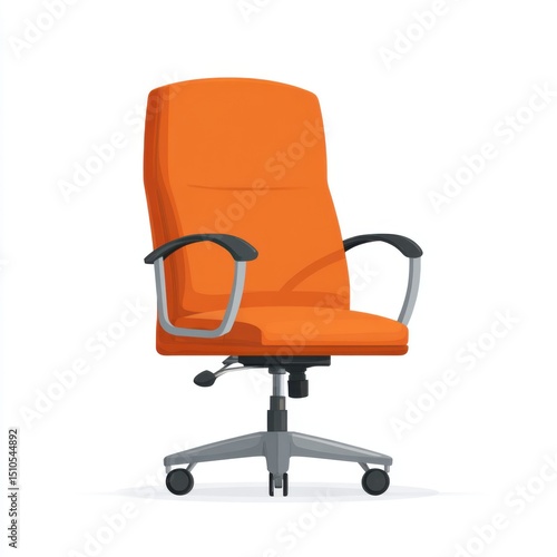 Flat design vector of an office swivel chair with wheels on a white background