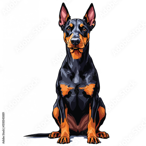 Adorable Cartoon doberman Puppy Vector Illustration