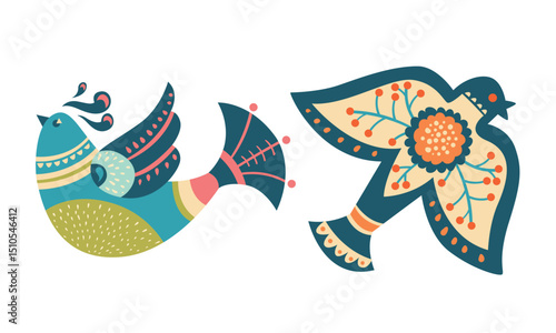 Vibrant Artistic Illustrations of Fish and Birds in diverse styles and techniques