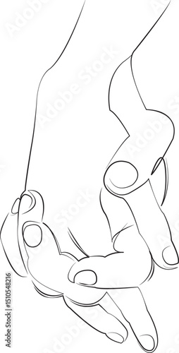 One continuous line drawing on white isolated background. Minimalism linear illustration. people, romance, holding, togetherness, hand, happiness, love, boyfriend, couple, two people