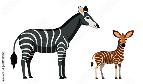Adult and baby grevy s zebra illustration