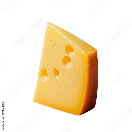A Wedge of Swiss Cheese Texture Light and Culinary Simplicity isolated on transparent background