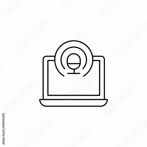 laptop mic icon sign vector
