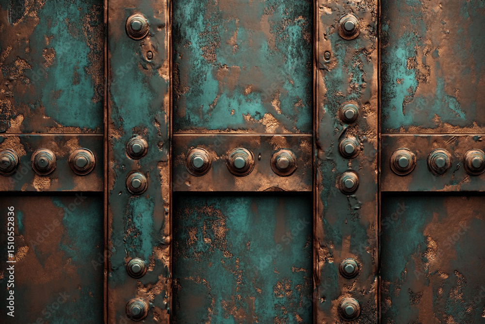 Fototapeta premium Oxidized copper texture with teal accents