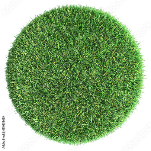 Circular Patch of Lush Green Grass isolated on transparent background