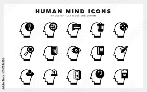 15 Human Mind Lineal Fill icon pack. vector illustration.
