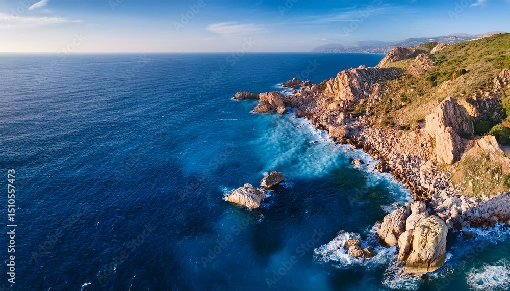 Fototapeta premium aerial view of rocky sicilian coastline