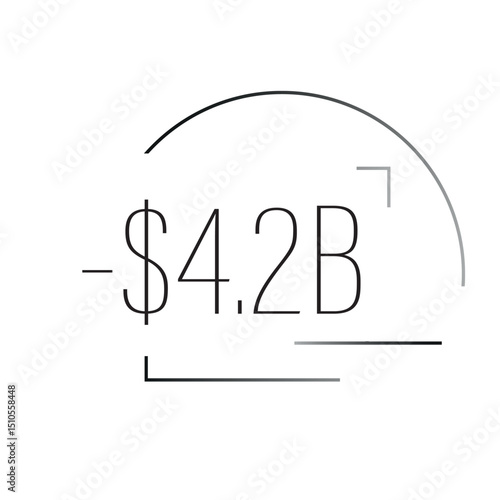 Minimalist black and white infographic showing $4.2 billion loss. Ideal for financial downturn, crisis analysis, and economic reports