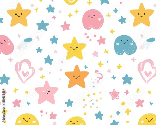 Cute Kawaii Stars & Shapes Pattern for Children's Products & Nursery Decor