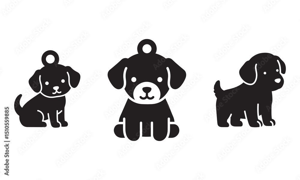Cute Puppy Dog Silhouettes with Keyring Loops Cute Puppy Dog Silhouettes with Keyring Loops