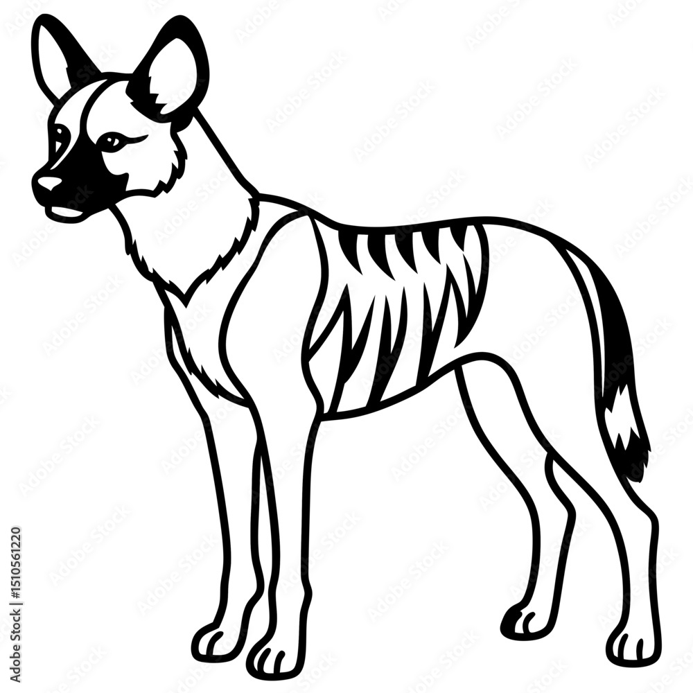 Fototapeta premium African Wild Dog line art vector