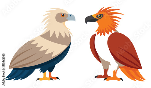 Two majestic birds of prey facing each other