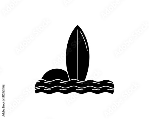 creative details Outline silhouette surfboard beach water icon vector illustration