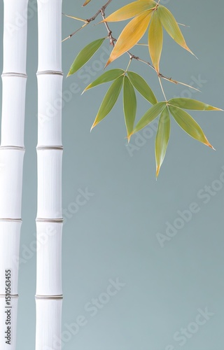 Art of Soft focus on bamboo leaf pattern, gradient greens, elegant simplicity beauty in nature 